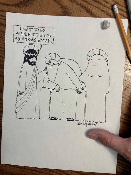 As a Trans Woman Original Cartoon Drawing-Cartoons-nakedpastor
