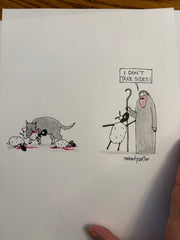 I Don't Take Sides Original Pencil Cartoon Drawing-Cartoons-nakedpastor