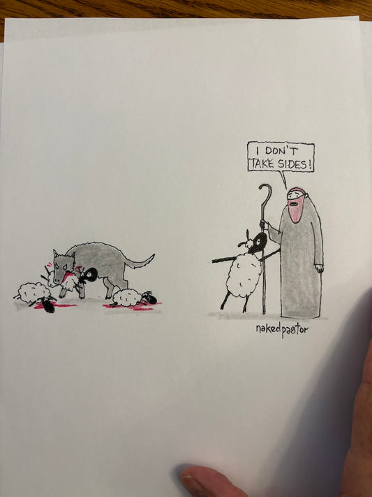 I Don't Take Sides Original Pencil Cartoon Drawing-Cartoons-nakedpastor