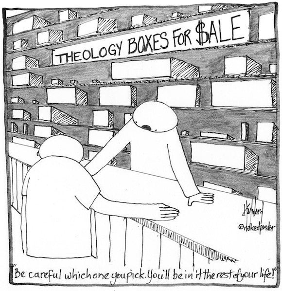 Theology Boxes for Sale Original Cartoon Drawing-Cartoons-nakedpastor