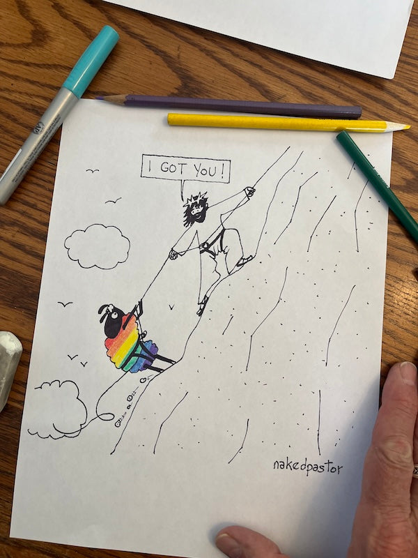 I Got You Rainbow Original Cartoon Drawing - by nakedpastor