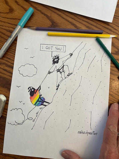 I Got You Rainbow Original Cartoon Drawing - by nakedpastor