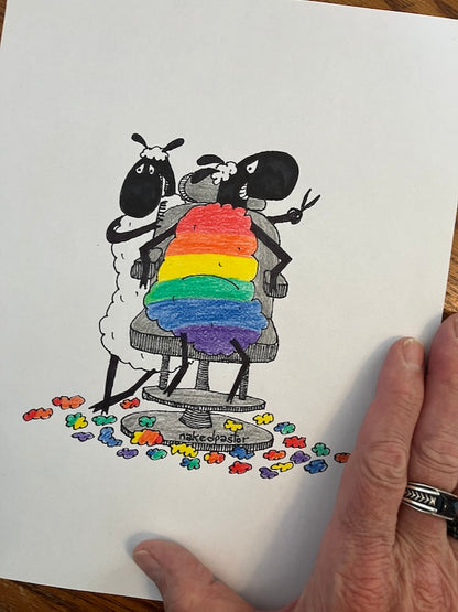 Haircut Rainbow Original Cartoon Drawing - by nakedpastor