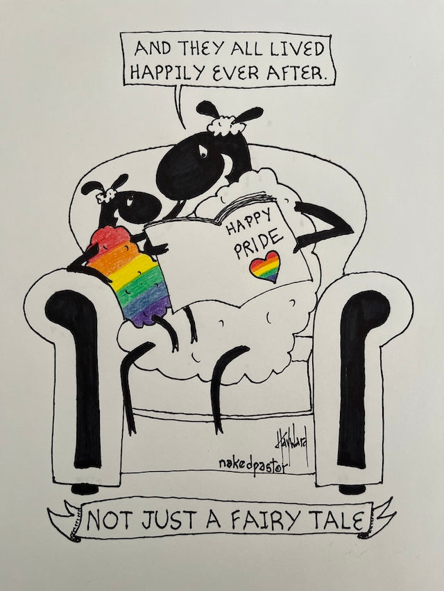 Not Just a Fairy Tale Rainbow Original Cartoon Drawing - by nakedpastor
