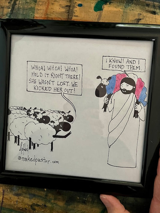 Not Lost Sheep Trans He/Them Original Cartoon Drawing-Cartoons-nakedpastor