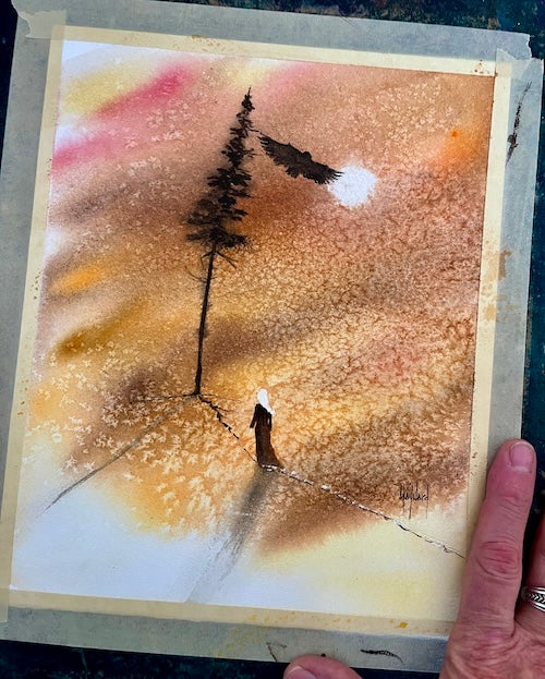 Timber Series: I Am Connected Original Watercolor Painting-Paintings-nakedpastor