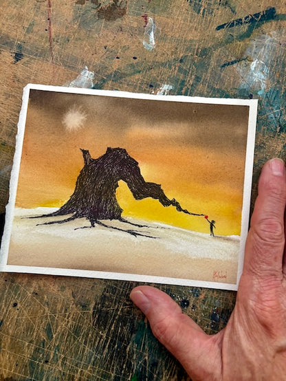 A Gift Original Watercolor and Ink Painting-Paintings-nakedpastor