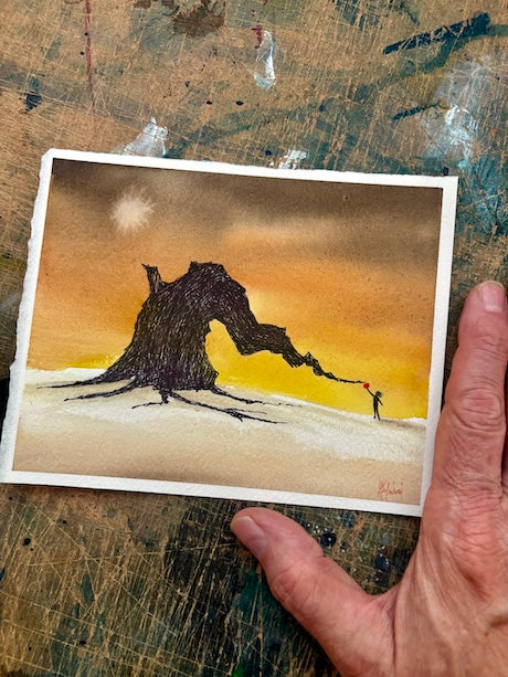 A Gift Original Watercolor and Ink Painting-Paintings-nakedpastor