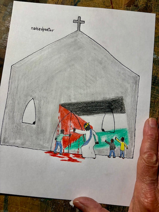 Jesus and Kids Graffiti Original Cartoon Drawing-Cartoons-nakedpastor