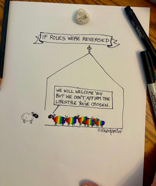 If Roles Were Reversed Original Cartoon Drawing-Cartoons-nakedpastor