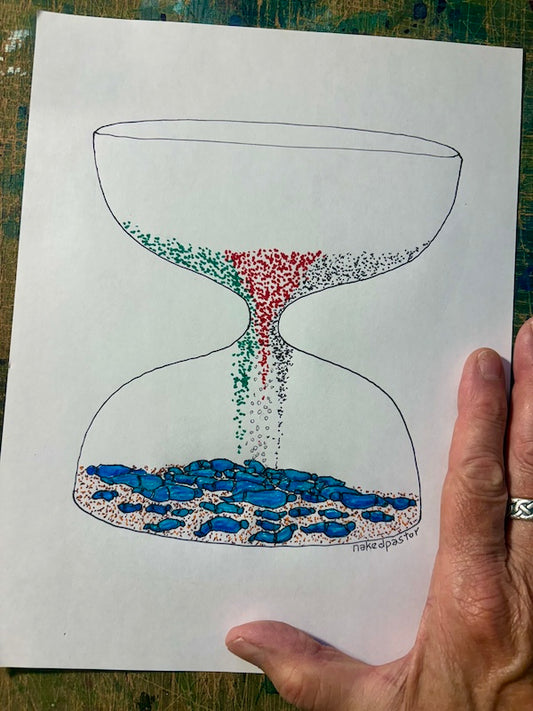 Poured Out Like Sand Original Cartoon Drawing-Cartoons-nakedpastor