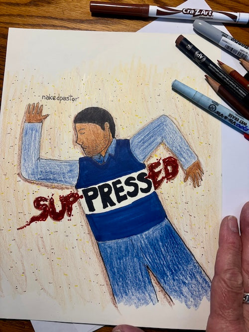 supPRESSed Original Cartoon Drawing-Cartoons-nakedpastor