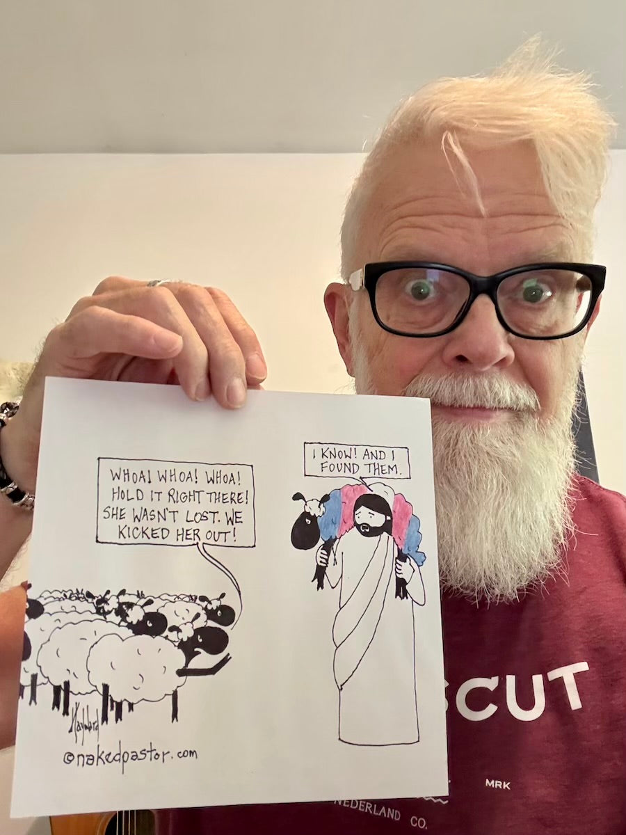 Not Lost Sheep Trans She/Them Original Cartoon Drawing-Cartoons-nakedpastor