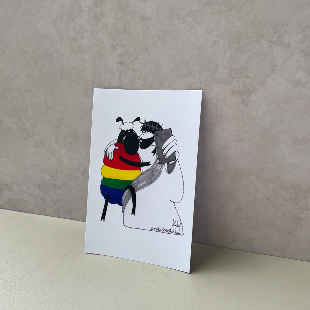 Jesus Takes a Selfie Mini Print-nakedpastor