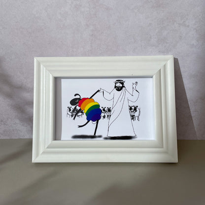 Jesus Dances with the LGBTQ Sheep Mini Print-nakedpastor