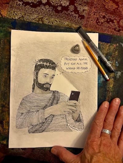 Trending Again Original Cartoon Drawing-Cartoons-nakedpastor