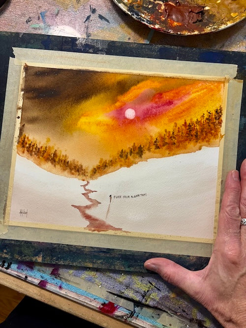 Fuck Your Algorithm Original Watercolor Painting-Painting-nakedpastor