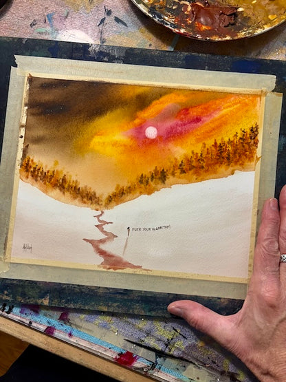Fuck Your Algorithm Original Watercolor Painting-Painting-nakedpastor