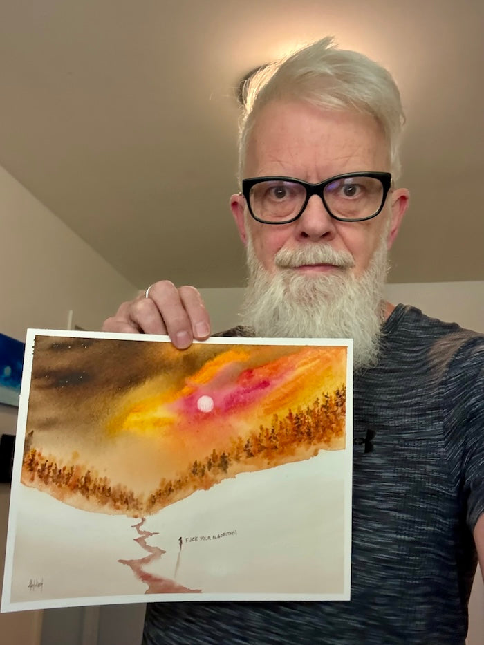 Fuck Your Algorithm Original Watercolor Painting-Painting-nakedpastor