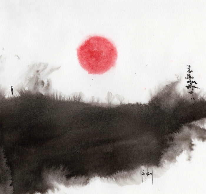 I Miss Community Original Sumi Ink and Watercolour on Paper