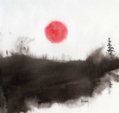 I Miss Community Original Sumi Ink and Watercolour on Paper