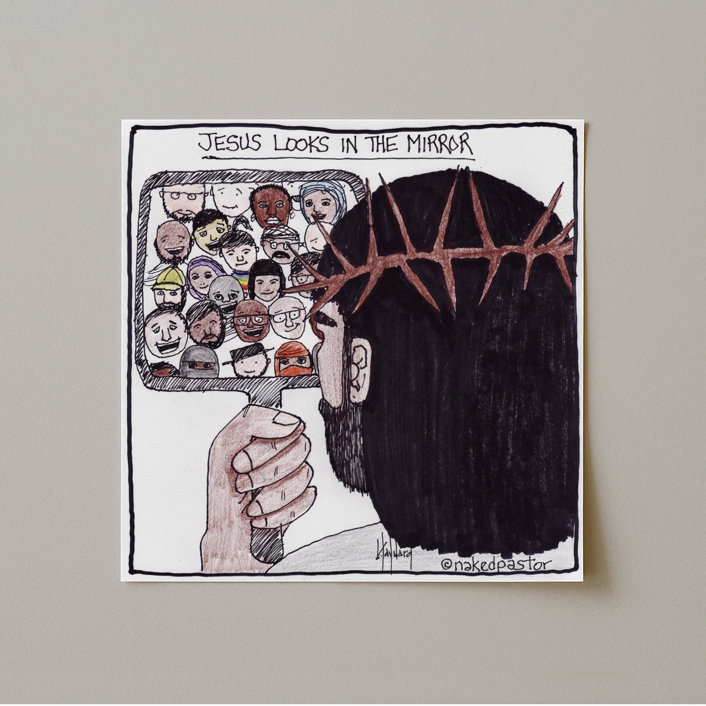 Jesus Looks in the Mirror Print-Cartoons-nakedpastor