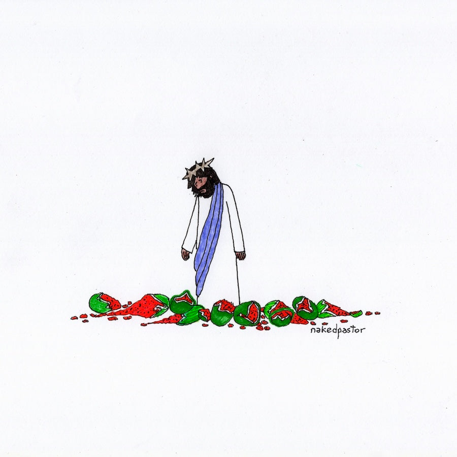 Jesus Among the Watermelons Digital Cartoon - by nakedpastor