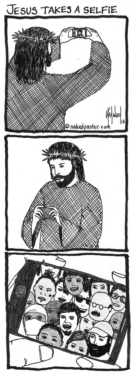 Jesus Takes a Selfie Digital Cartoon