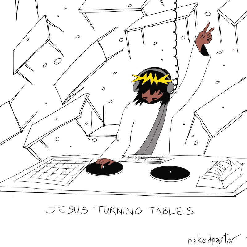 Jesus Turning Tables Digital Cartoon-Digital Cartoons-nakedpastor