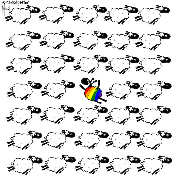 Go Against the Flock LGBTQ Version Digital Cartoon - by nakedpastor