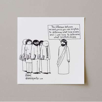 Love Versus the Bible Print-Cartoons-nakedpastor