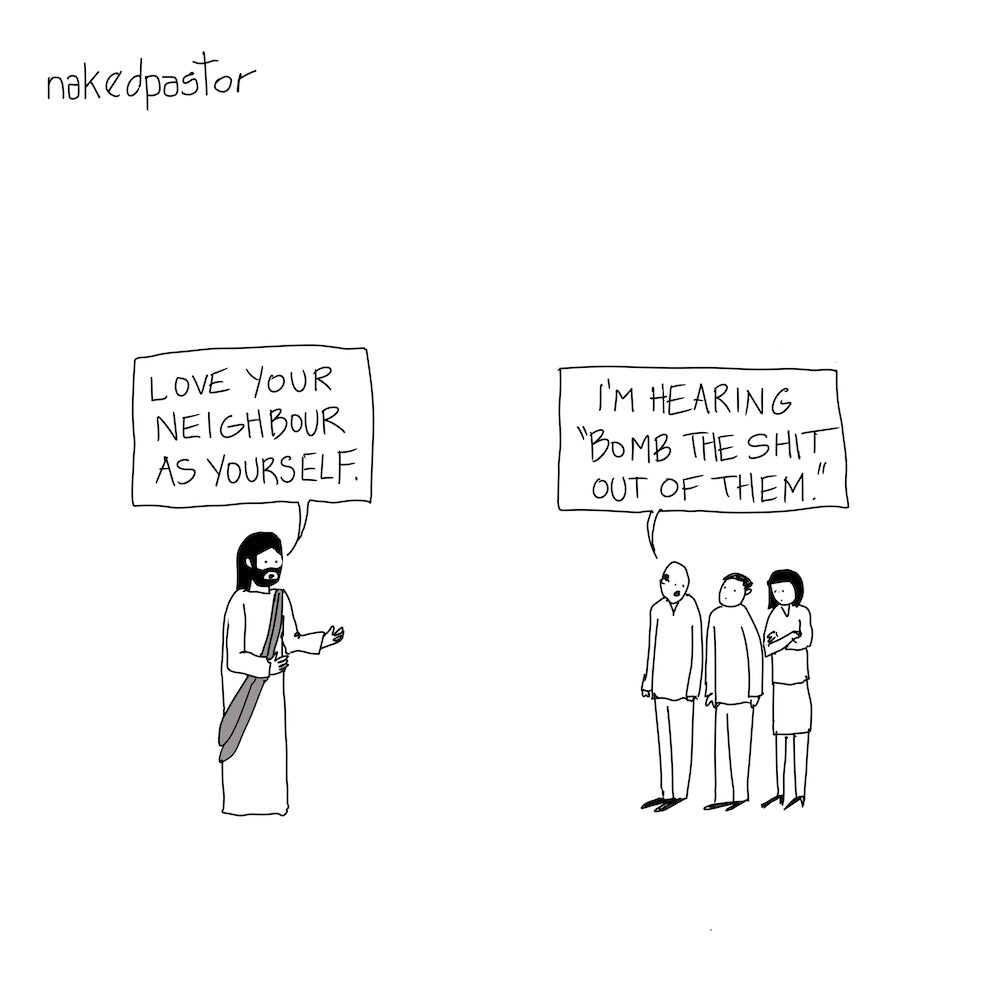 Love and Bombing Digital Cartoon-Digital Cartoons-nakedpastor