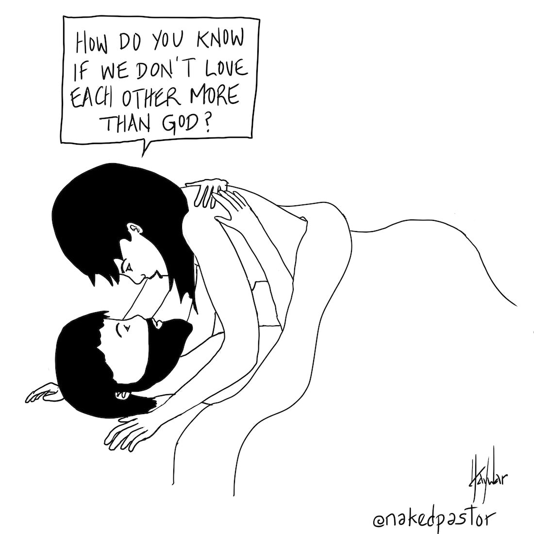 Love Each Other More Than God Digital Cartoon - by nakedpastor