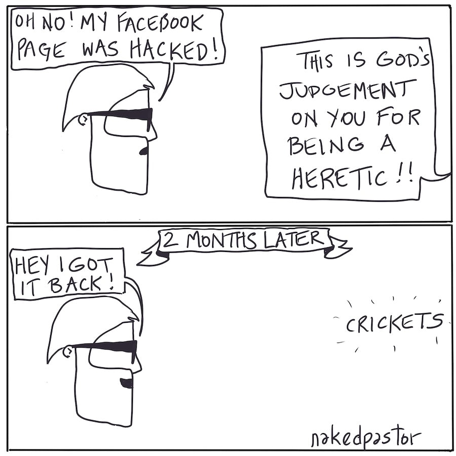 My Facebook Page Was Hacked Digital Cartoon-Cartoons-nakedpastor