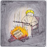 Toasting Marshmallows over Project 2025 Digital Cartoon-Digital Cartoons-nakedpastor