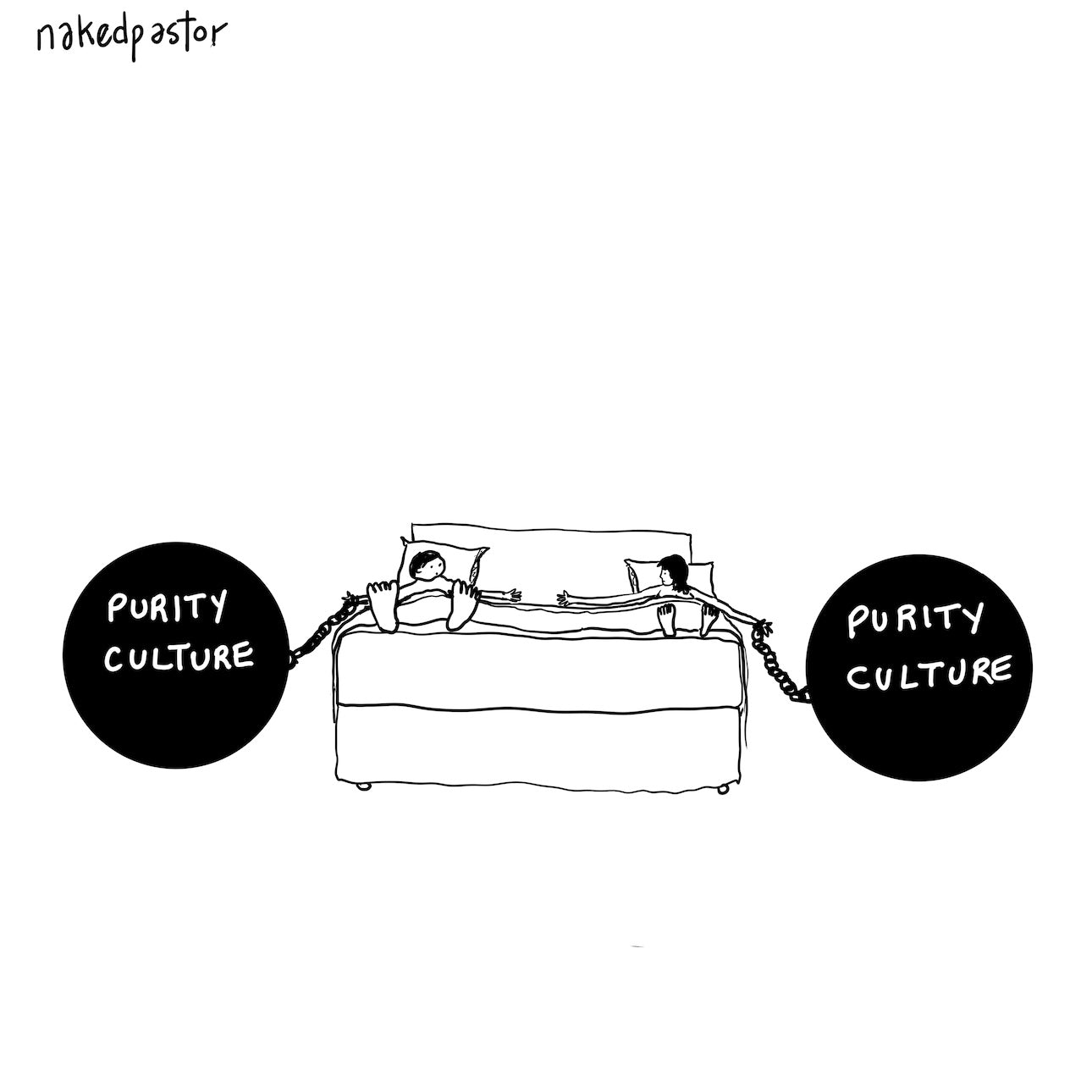 Purity Culture Ball and Chain Digital Cartoon by nakedpastor