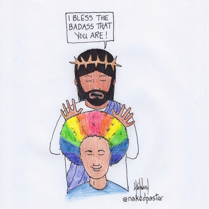 Bless the Rainbow Badass Original Cartoon Drawing - by nakedpastor