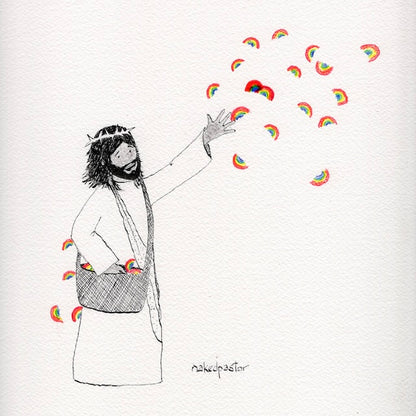 Sow Rainbow Original Cartoon Sumi Ink Drawing-Cartoons-nakedpastor