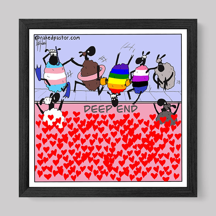 The Deep End of Love Cartoon Print-Cartoons-nakedpastor