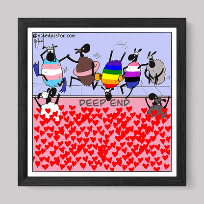 The Deep End of Love Cartoon Print-Cartoons-nakedpastor