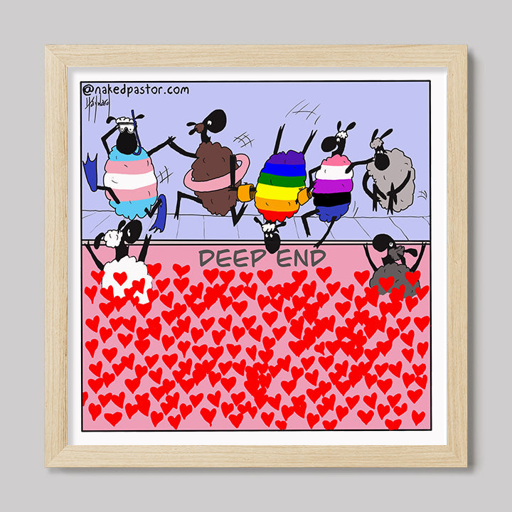 The Deep End of Love Cartoon Print-Cartoons-nakedpastor