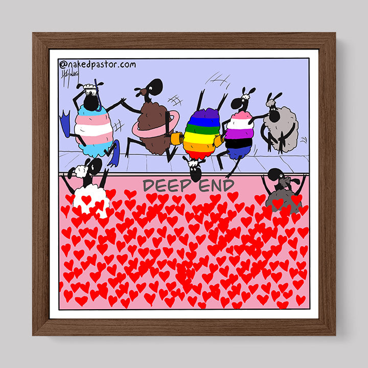 The Deep End of Love Cartoon Print-Cartoons-nakedpastor