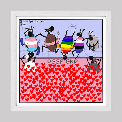 The Deep End of Love Cartoon Print-Cartoons-nakedpastor
