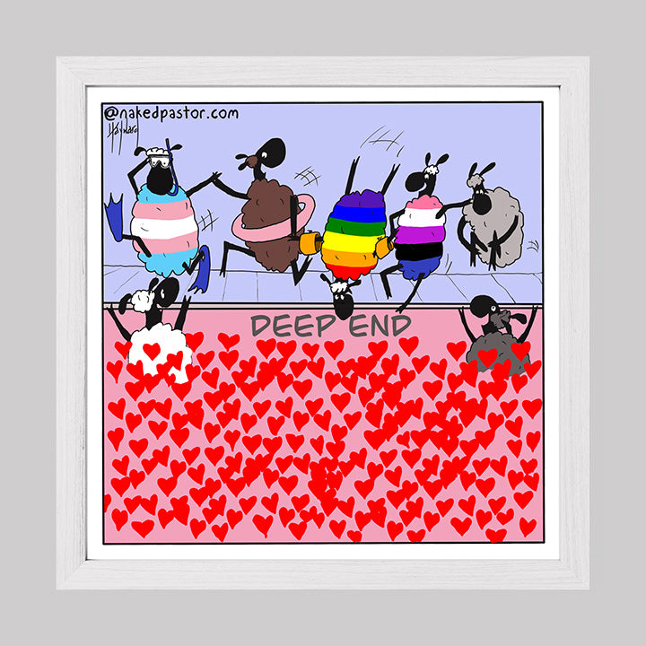 The Deep End of Love Cartoon Print-Cartoons-nakedpastor