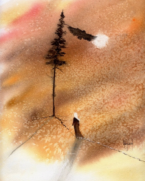 Timber Series: I Am Connected Original Watercolor Painting-Paintings-nakedpastor