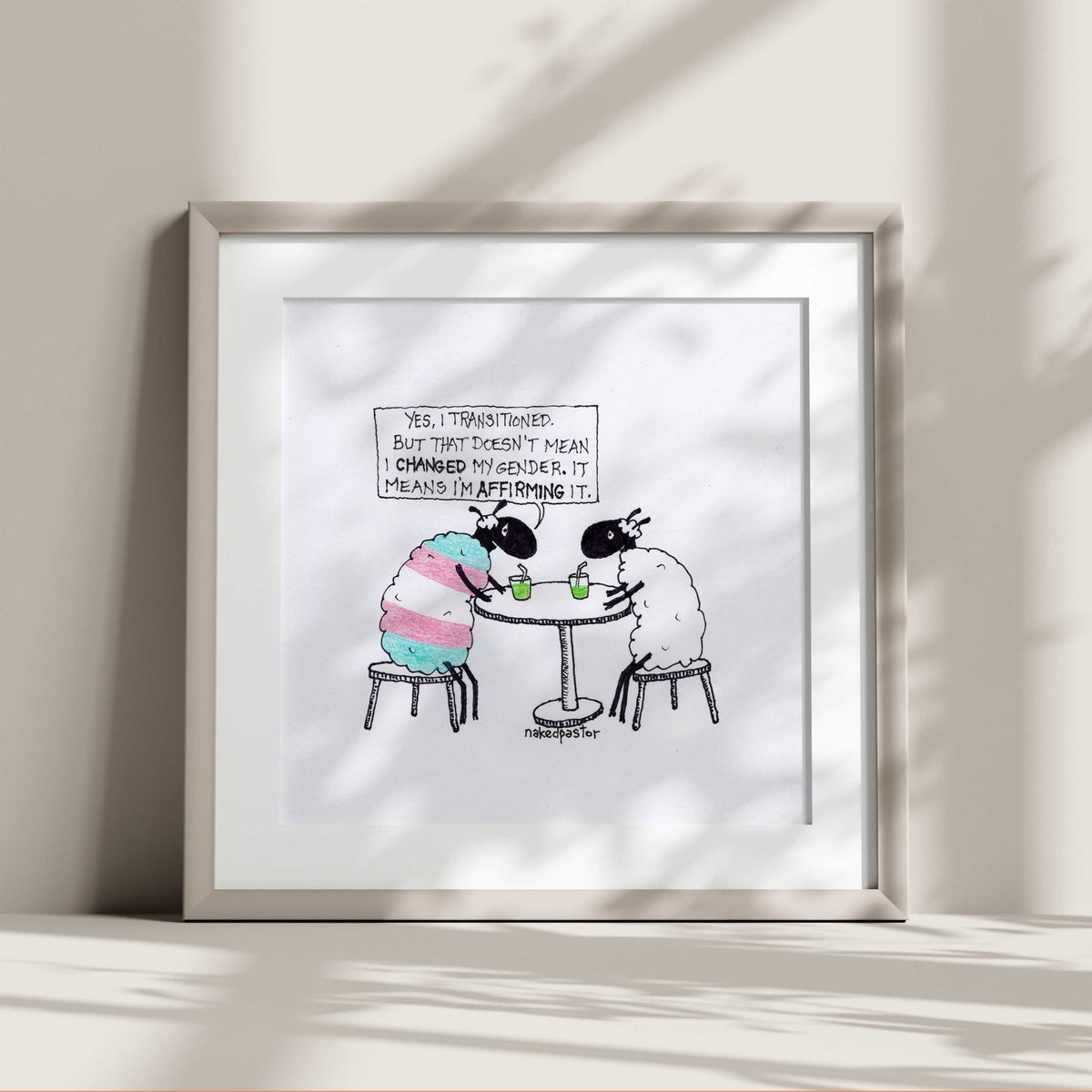 Transitioning is Affirming Art Print-Cartoon-nakedpastor
