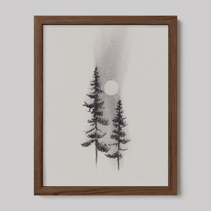 Two Pines Charcoal Drawing Print-Drawings-nakedpastor