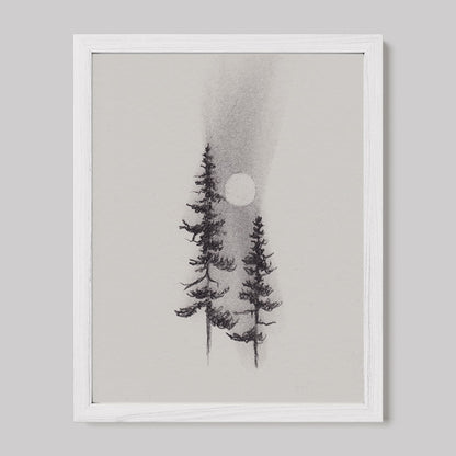 Two Pines Charcoal Drawing Print-Drawings-nakedpastor