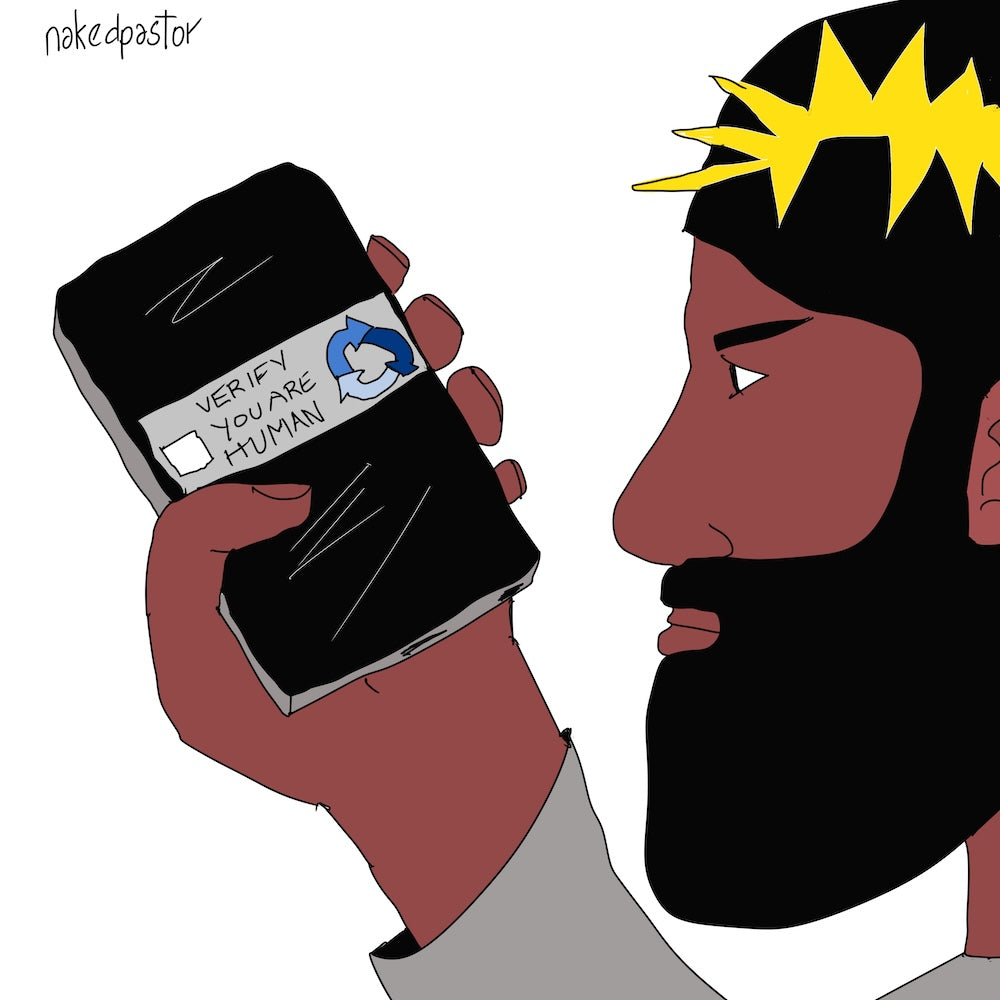 Jesus Verify You Are Human Digital Cartoon-Digital Cartoons-nakedpastor