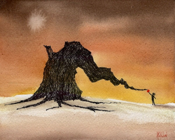 A Gift Original Watercolor and Ink Painting-Paintings-nakedpastor